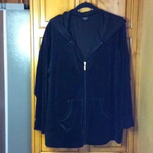 FINAL SALE PRICE Faded Glory Black Velvet Jacket w/ Pockets & Hood